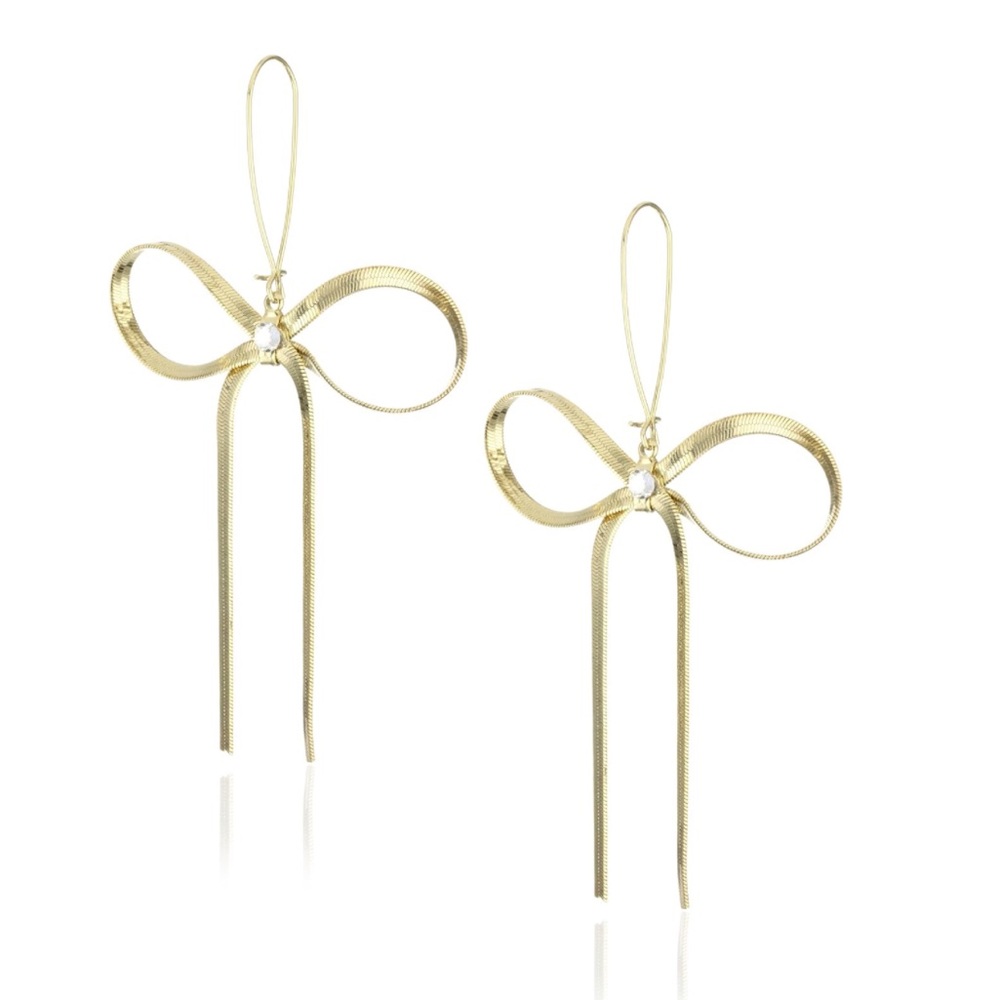 Betsey Johnson Textured Bow Drop Earrings